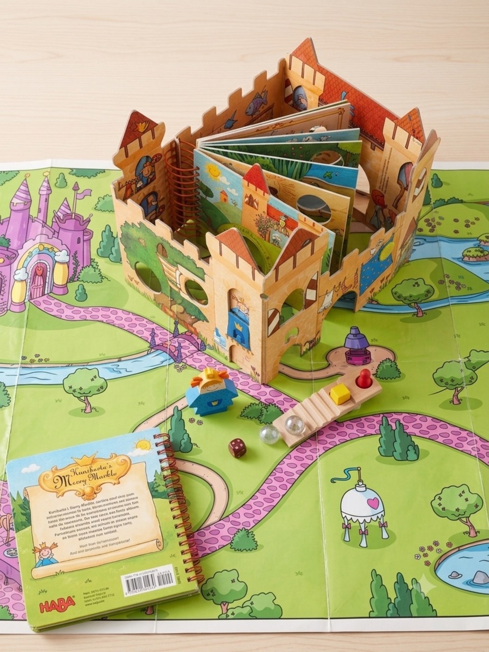 HABA Kuniberta's Merry Marble 3112 Vintage 3D Castle Board Game & Storybook Set